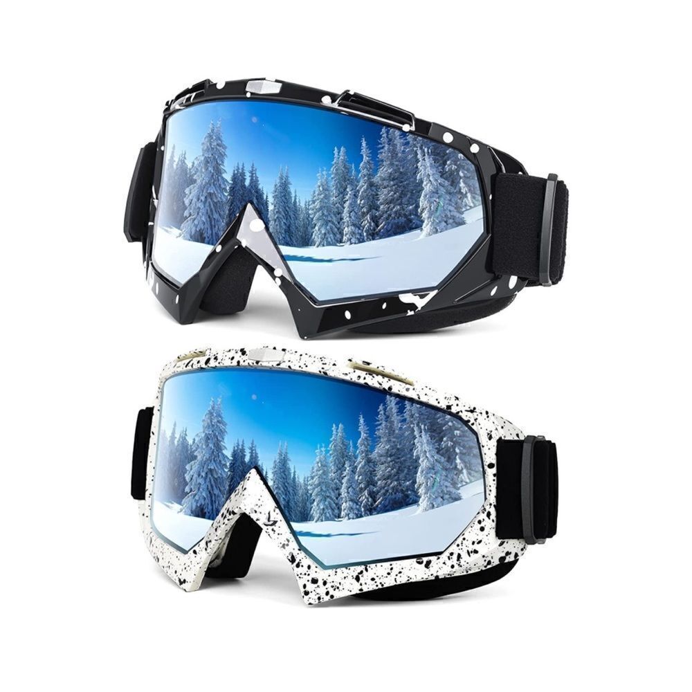 Black and White Ski Goggles Unisex 2 pairs